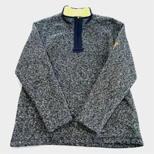 Orvis Men's Brighton Quarter Zip Sweater L Blue Sherpa Lined Pullover